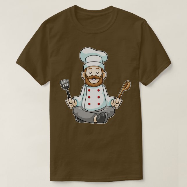 Camiseta Chef com colher de avental Cozinhar Wooden em Yoga (Frente do Design)