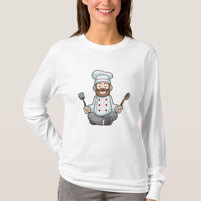 Camiseta Chef com placa de Cozinhar em Yoga (Frente)