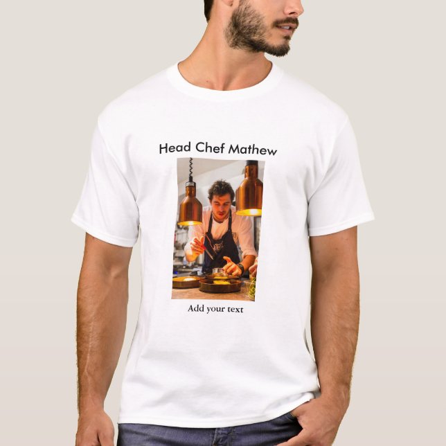 Camiseta Chef cozinheiro adiciona nome SMS homens padaria d (Frente)