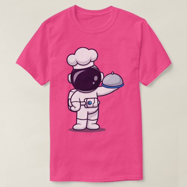 Camiseta Chef de Astronauta Gelado Segurando Carrinho de Co (Frente do Design)