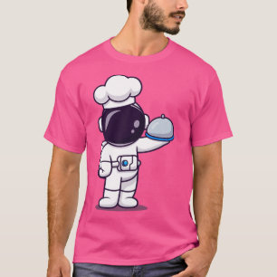 Camiseta Chef de Astronauta Gelado Segurando Carrinho de Co