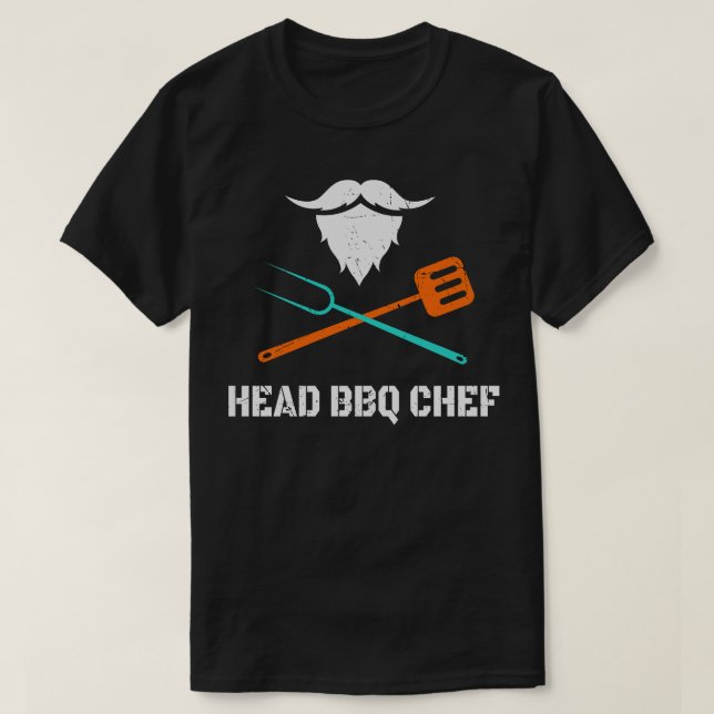 Camiseta Chef de CHURRASCO com barriga de grelhador de barb (Frente do Design)