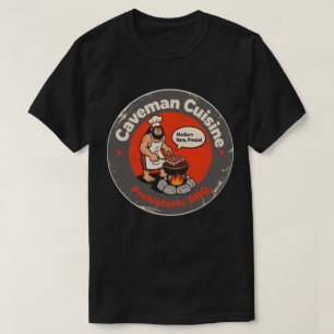 Camiseta Chef de Churrasco Pré-Histórico Cozinhando Cortes 