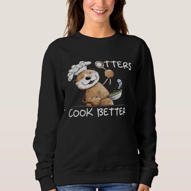 Camiseta Chef de Lontra Engraçado com Frigideira para Entus (Frente)