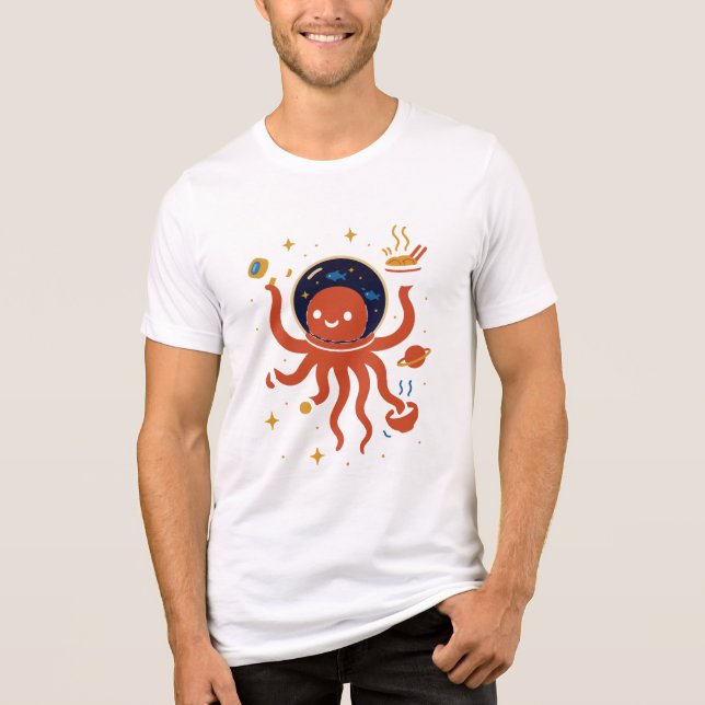 Camiseta Chef de Octopus Espacial - Chá de Cozinha Cósmica (Frente)