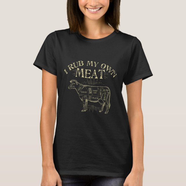 Camiseta Chef Engraçado de Churrasco Tee... eu esfrego minh (Frente)