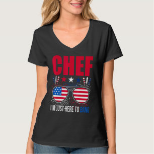 Camiseta Chef Estou Aqui Bang Feliz 4 de julho Imprensa Ame