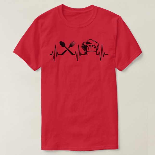 Camiseta chef heartbeat chefs hat cooking cook grilling bbq (Frente do Design)