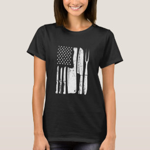 Camiseta Chef Knife Flag Para Chefe Cook Usa Patriotic Cook