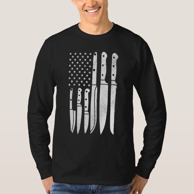 Camiseta Chef Knives Cozinhar Utensil Cook Cozinhar U Flag  (Frente)