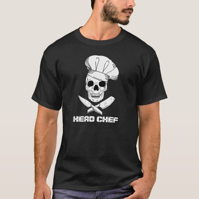 Camiseta Chef Legal Skeleton em um Design Chef Hat (Frente)