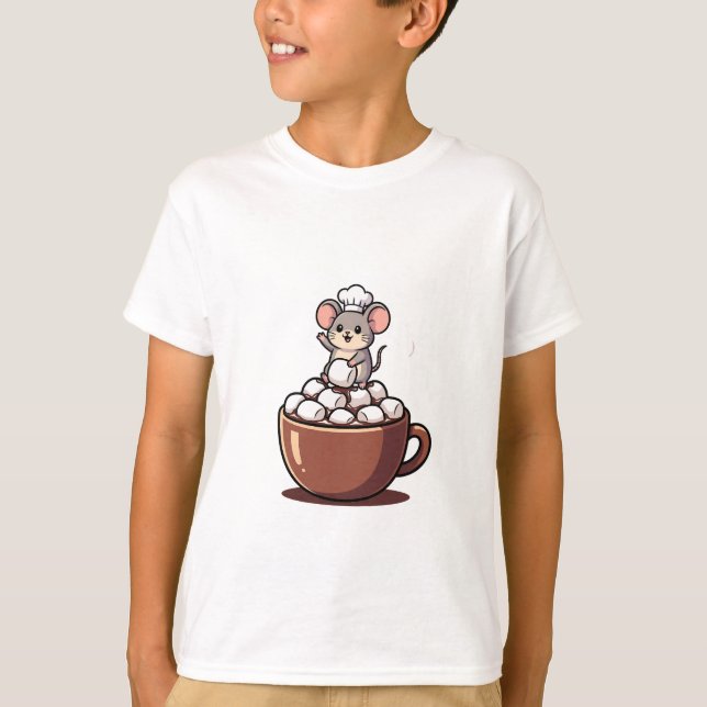Camiseta Chef Mouse em Caneca de Cacau com Marshmallow para (Frente)