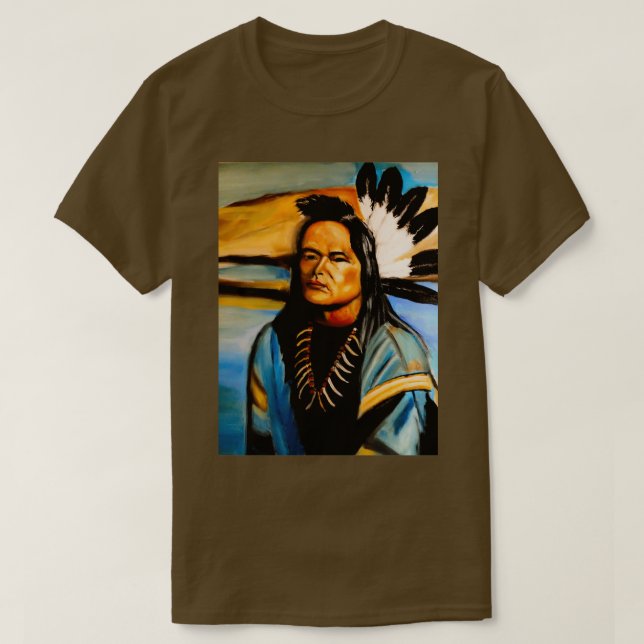 Camiseta Chefe Americano Nativo Longo (Frente do Design)