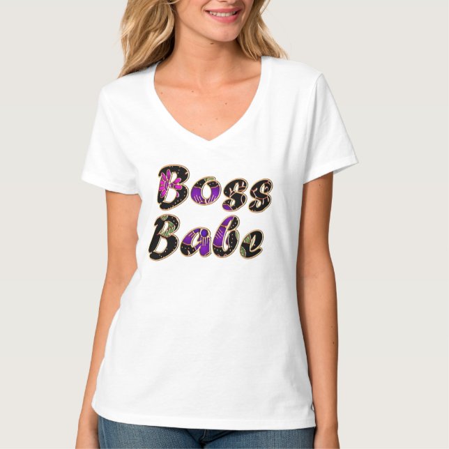Camiseta Chefe Babe em Black Floral (Frente)