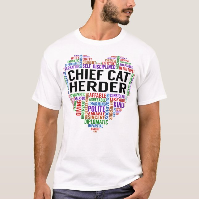 Camiseta Chefe Cat Herder Heart (Frente)