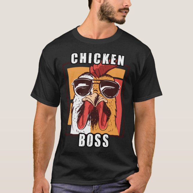 Camiseta Chefe Chefe Chefe de Gato Huhn Love Roosters (Frente)