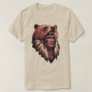 Camiseta Chefe com uma pele de urso