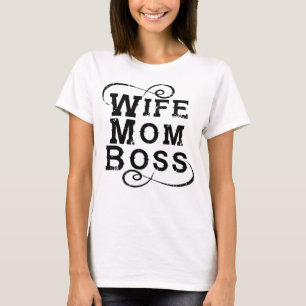 Camiseta Chefe da Mãe Branca, texto negro de aflição