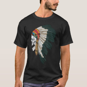 Camiseta Chefe de Águia Indiana Nativa do Crânio Americano