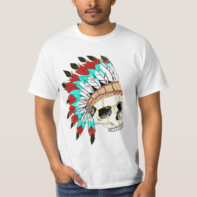 Camiseta Chefe de Crânio Indiano (Frente)
