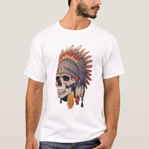 Camiseta Chefe de Crânio Indiano Crânio nativo americano
