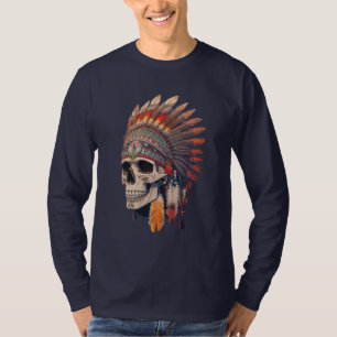 Camiseta Chefe de Crânio Indiano Crânio nativo americano