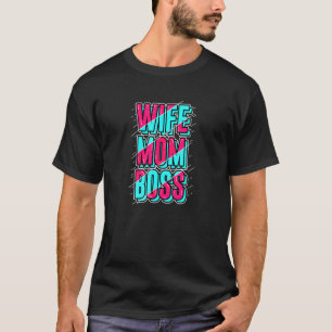 Camiseta Chefe de Esposa Mãe Dia de as mães Rosa Azul Feliz