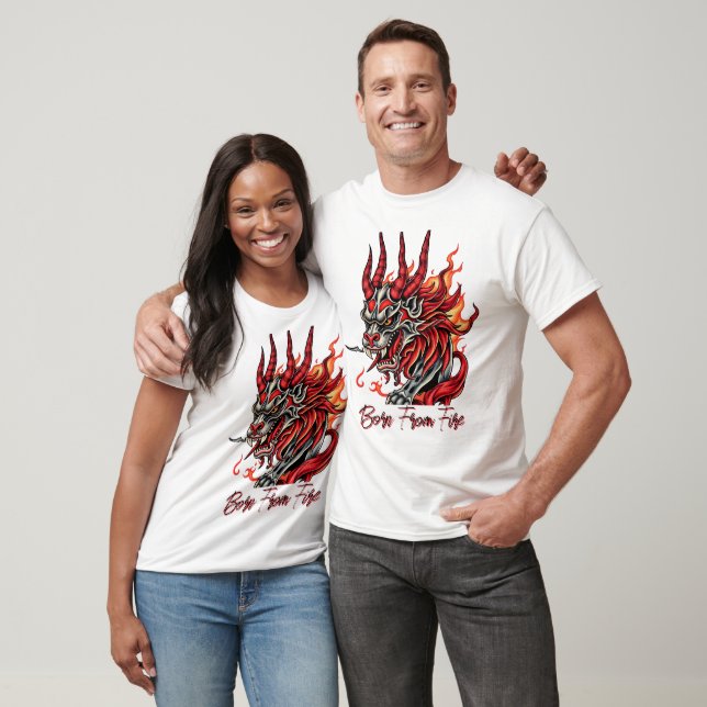 Camiseta Chefe do Dragão Demônio Flamejante (Unissex)
