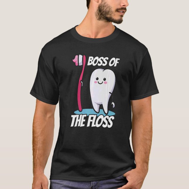 Camiseta Chefe Dos Dentes De Fio Da Escova De Dentes De Fio (Frente)