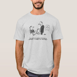 Camiseta Chefe Inclina o Trabalhador por Cartoon do Email O