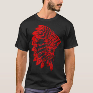 Camiseta Chefe Indiano Trim. de Pena Americana Nativa