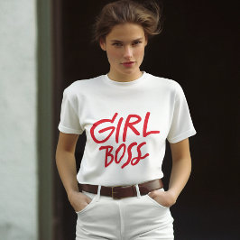 Camiseta Chefe Menina Tipografia Vermelha Negrita Feminina 