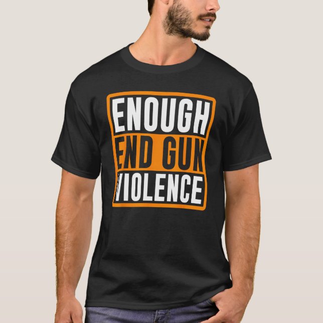 Camiseta Chega de Fim da Violência de Armas Laranja Sinal d (Frente)