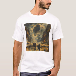 Camiseta Chegada à Noite - Cena da Rua Steampunk