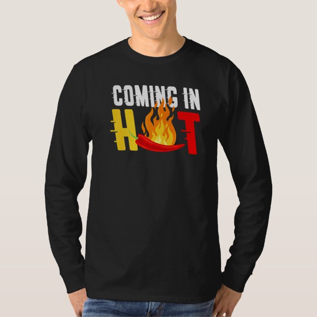 Camiseta Chegando Em Pun De Pimenta Quente Para Comida (Frente)