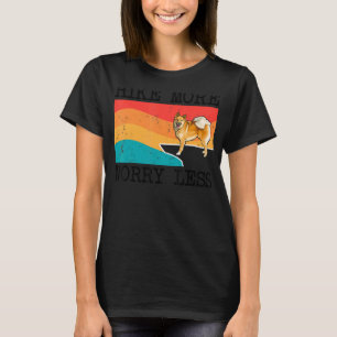 Camiseta Chegue Mais Preocupada Menos Islandês Sheepdog Gra