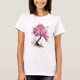 Camiseta Cheio Bloomia Sakura Cerejeira Flor Árvore Aquarel