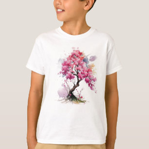 Camiseta Cheio Bloomia Sakura Cerejeira Flor Árvore Aquarel