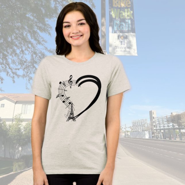 Camiseta Cheio cardíaco de flores e música (Criador carregado)