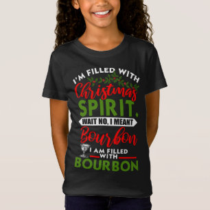 Camiseta Cheio Com O Espírito De Natal Bourbon Engraçado Xm