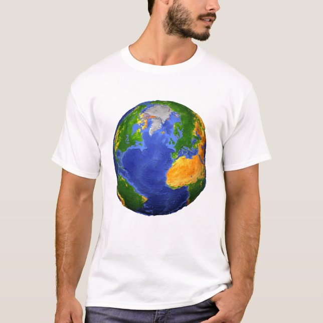 Camiseta Cheio Da Terra Mostrando Dados Topográficos. (Frente)