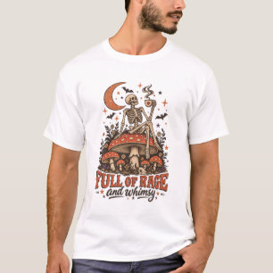 Camiseta Cheio de Fúria Capricho Esqueleto Cogumelo Hallowe