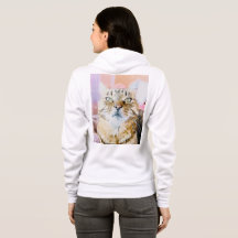 Cheio de Gato Chic-Zip Hoodie - Estilo Felino em I