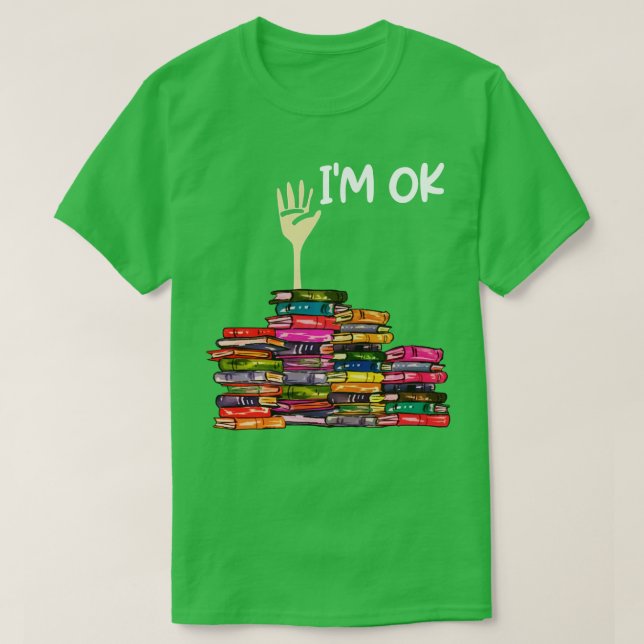 Camiseta Cheio De Livros Estou Ok Longa Folga (Frente do Design)