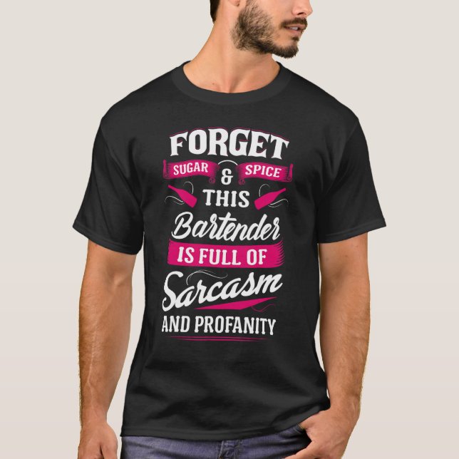 Camiseta Cheio De Mulheres Com Barman Sarcasm (Frente)