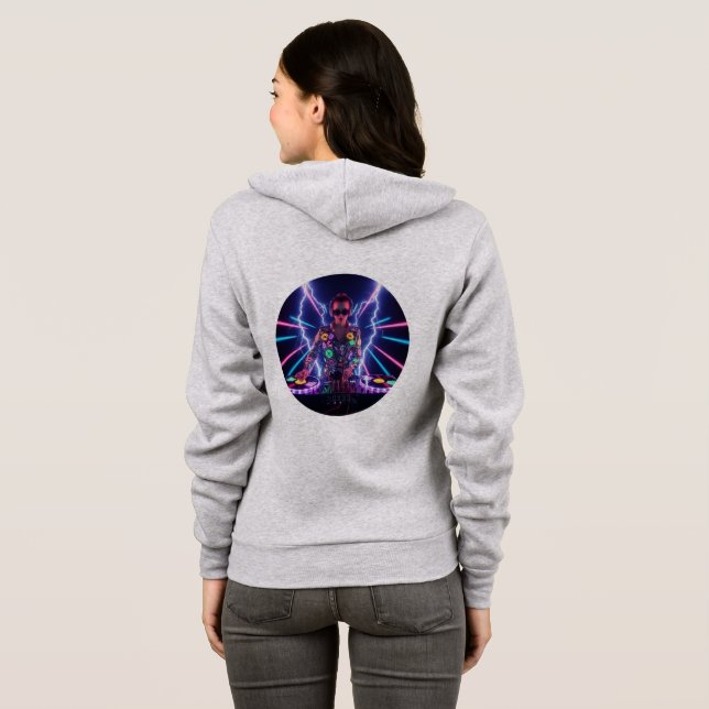 Camiseta Cheio DJ Vibe Elétrico - ⚡ de Hoodie Zip 🎧 (Parte Traseira Completa)