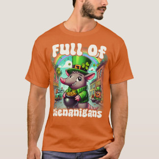 Camiseta Cheio Do Dia de São Patrício Shenanigans Aardvark