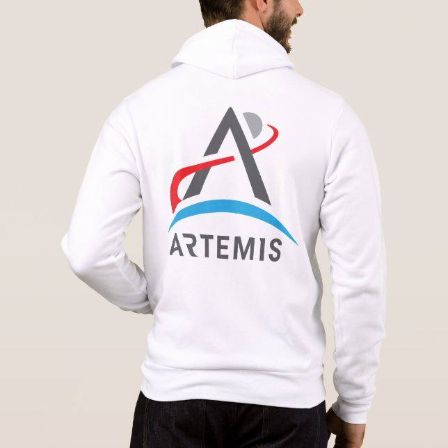 Camiseta CHEIO do logotipo NASA Artemis - Zip Rocket White (Verso)