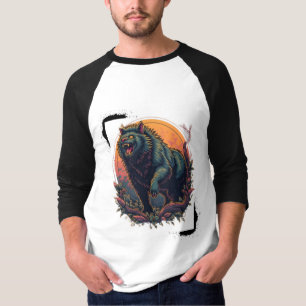 Camiseta "Cheio Gráfico do Urso Zangado-Capa T-Shirt: Corda