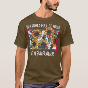 Camiseta Cheio-Mão De Rosas São Plantas De Girassol